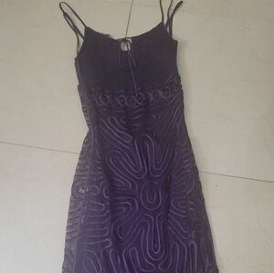 Purple Silk Crochet Midi Dress